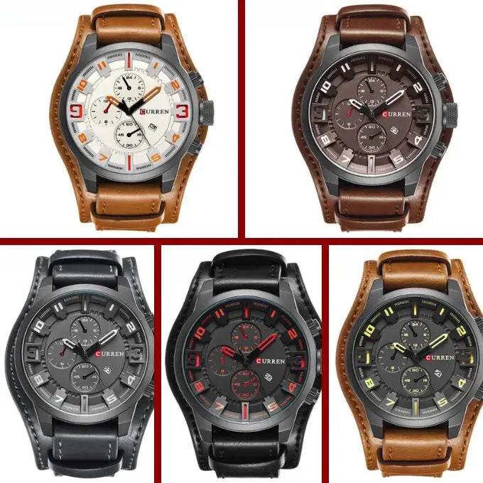Men's elegant chronograph watch – leather strap, quartz for any occasion-The Yellow Prime