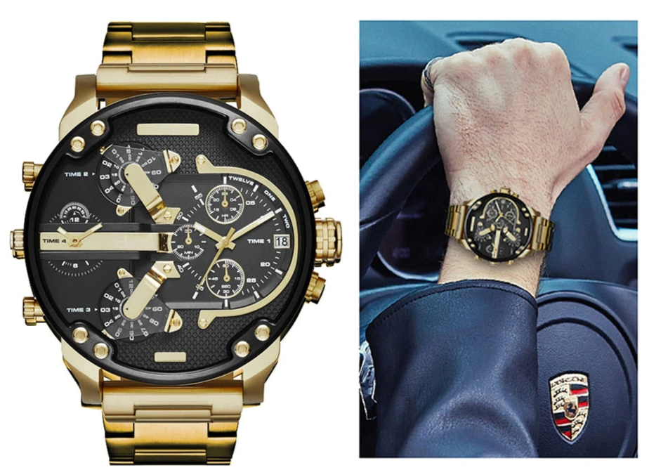 Men's sleek chronograph watch – sophisticated stainless steel design-The Yellow Prime