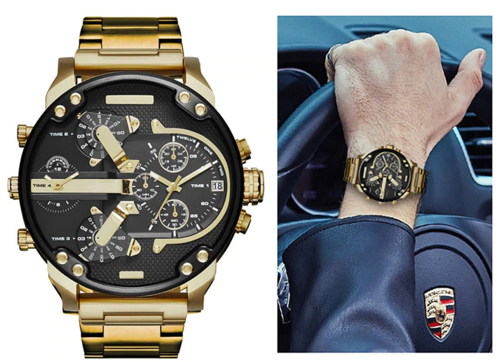 Men's sleek chronograph watch – sophisticated stainless steel design-The Yellow Prime