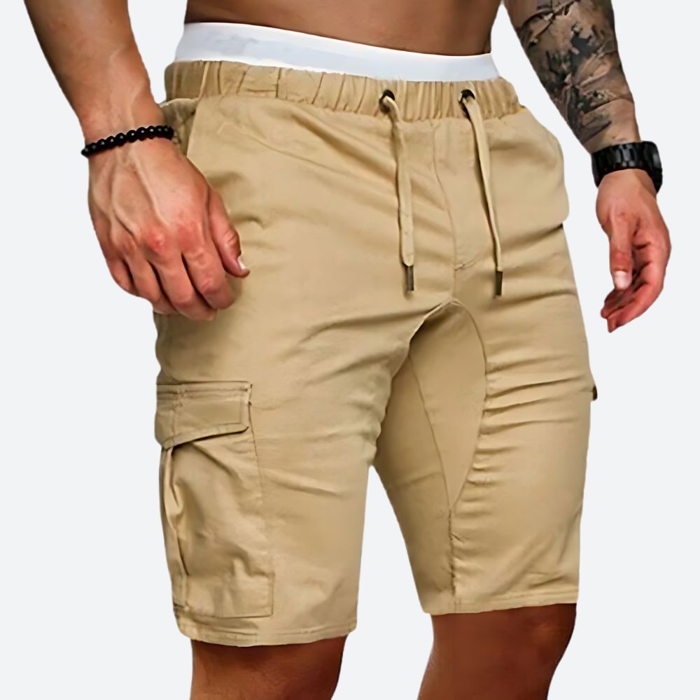 Men's Cotton Cargo Shorts with Flap Pockets for Casual Wear