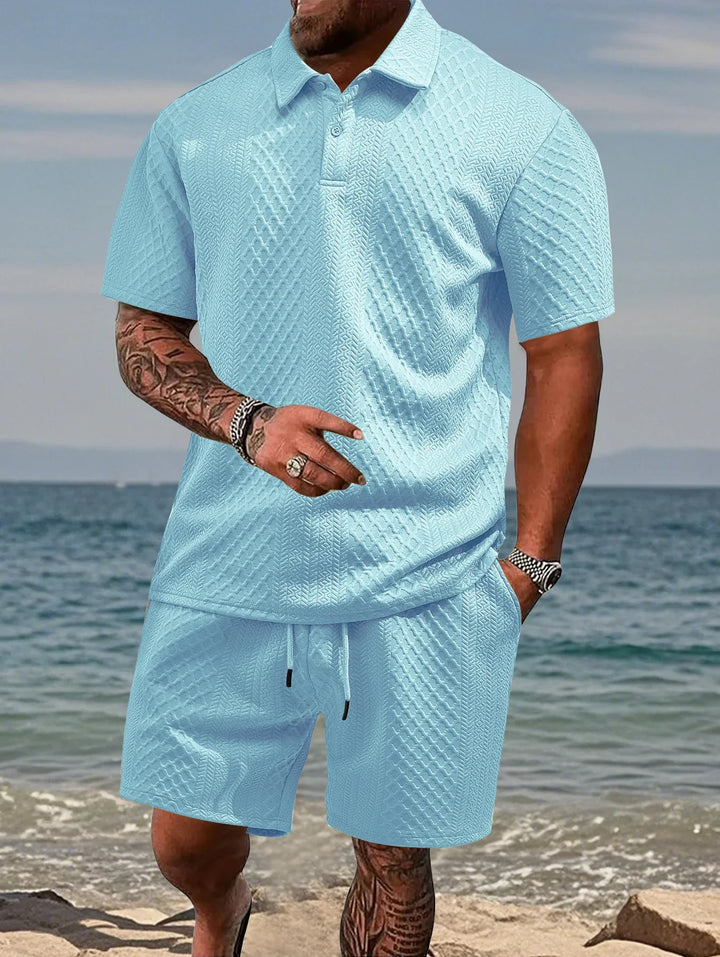 Men's Breathable Jacquard Polo Shirt, Short-Sleeved Casual Summer Wear-The Yellow Prime