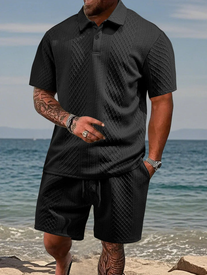 Men's Breathable Jacquard Polo Shirt, Short-Sleeved Casual Summer Wear-The Yellow Prime