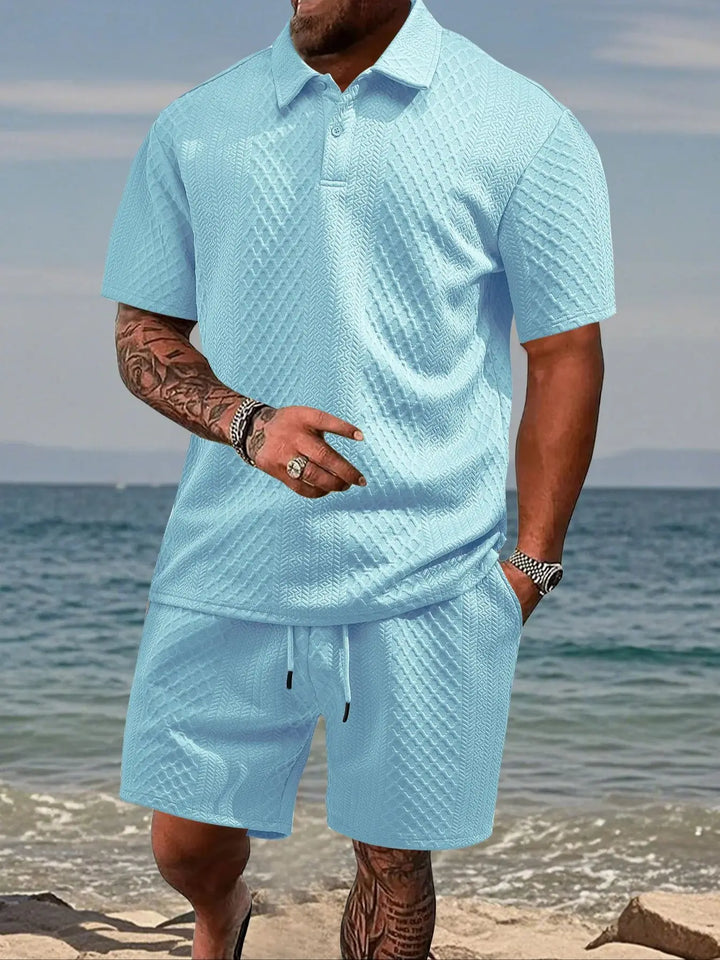 Men's Breathable Jacquard Polo Shirt, Short-Sleeved Casual Summer Wear-The Yellow Prime