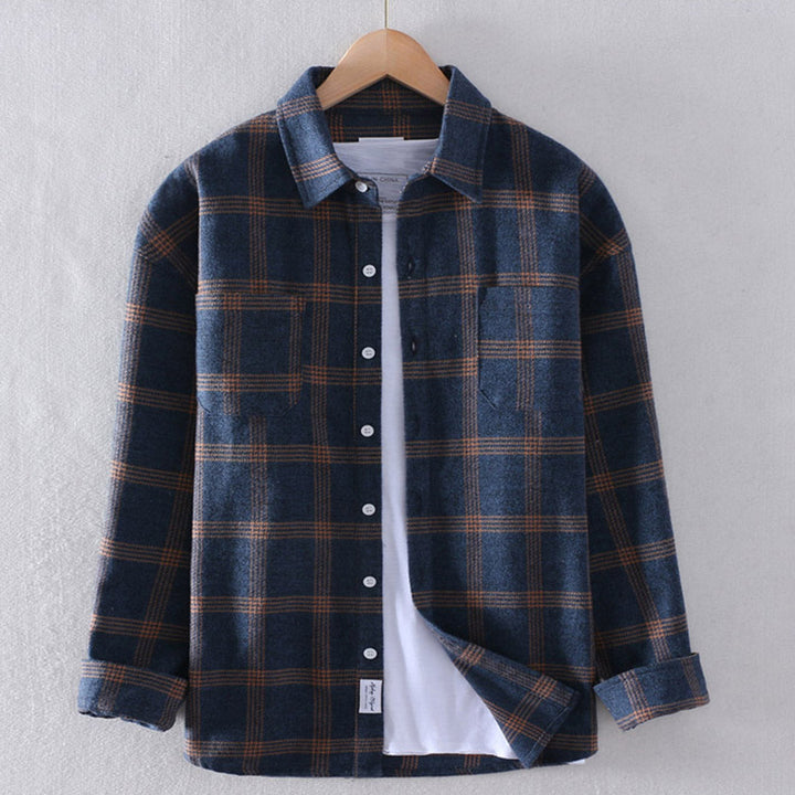 Men's Checkered Flannel Shirt – Relaxed Fit and Long Sleeves