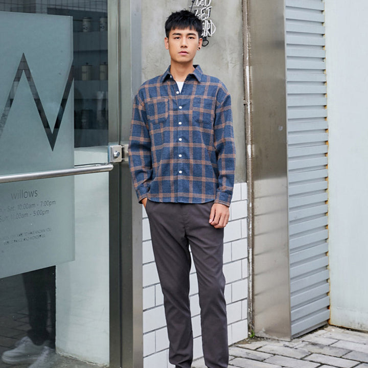 Men's Checkered Flannel Shirt – Relaxed Fit and Long Sleeves