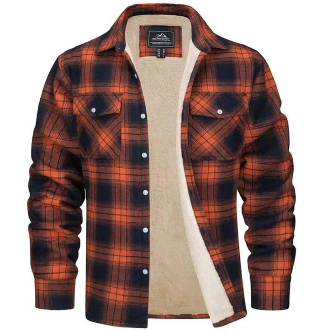 Men's Plaid Sherpa Jacket with Warm Lining