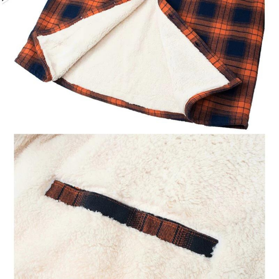Men's Plaid Sherpa Jacket with Warm Lining
