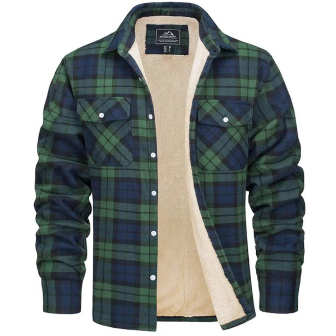 Men's Plaid Sherpa Jacket with Warm Lining