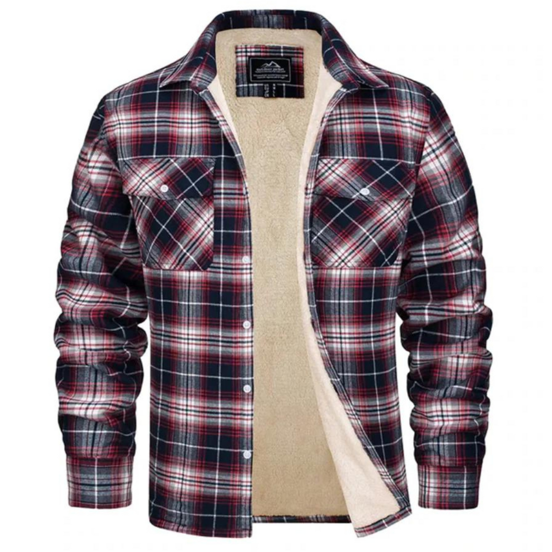 Men's Plaid Sherpa Jacket with Warm Lining