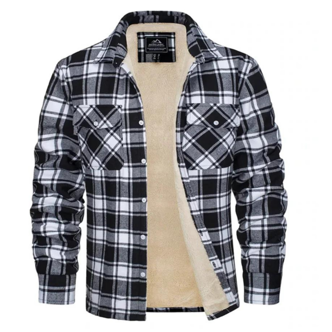 Men's Plaid Sherpa Jacket with Warm Lining