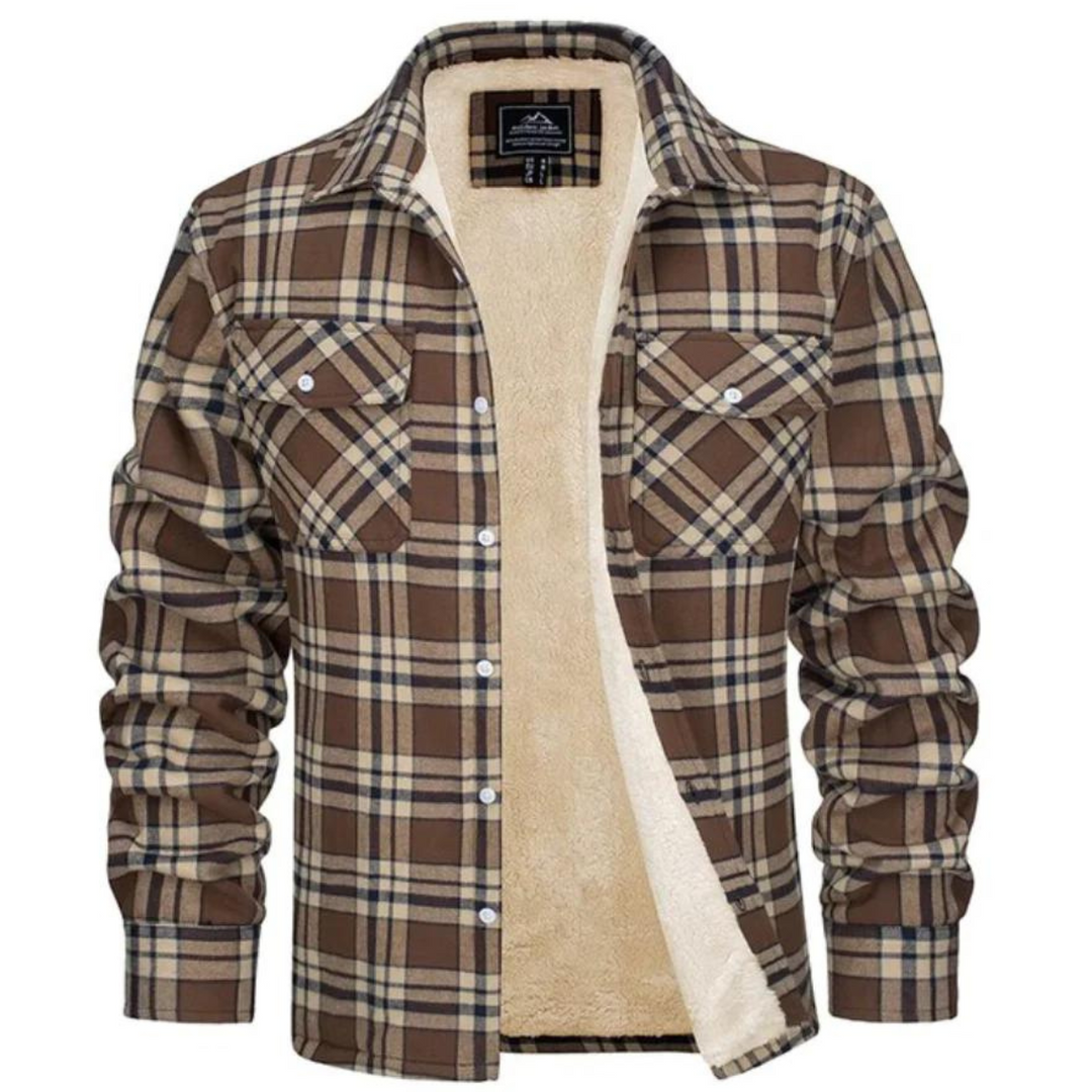 Men's Plaid Sherpa Jacket with Warm Lining