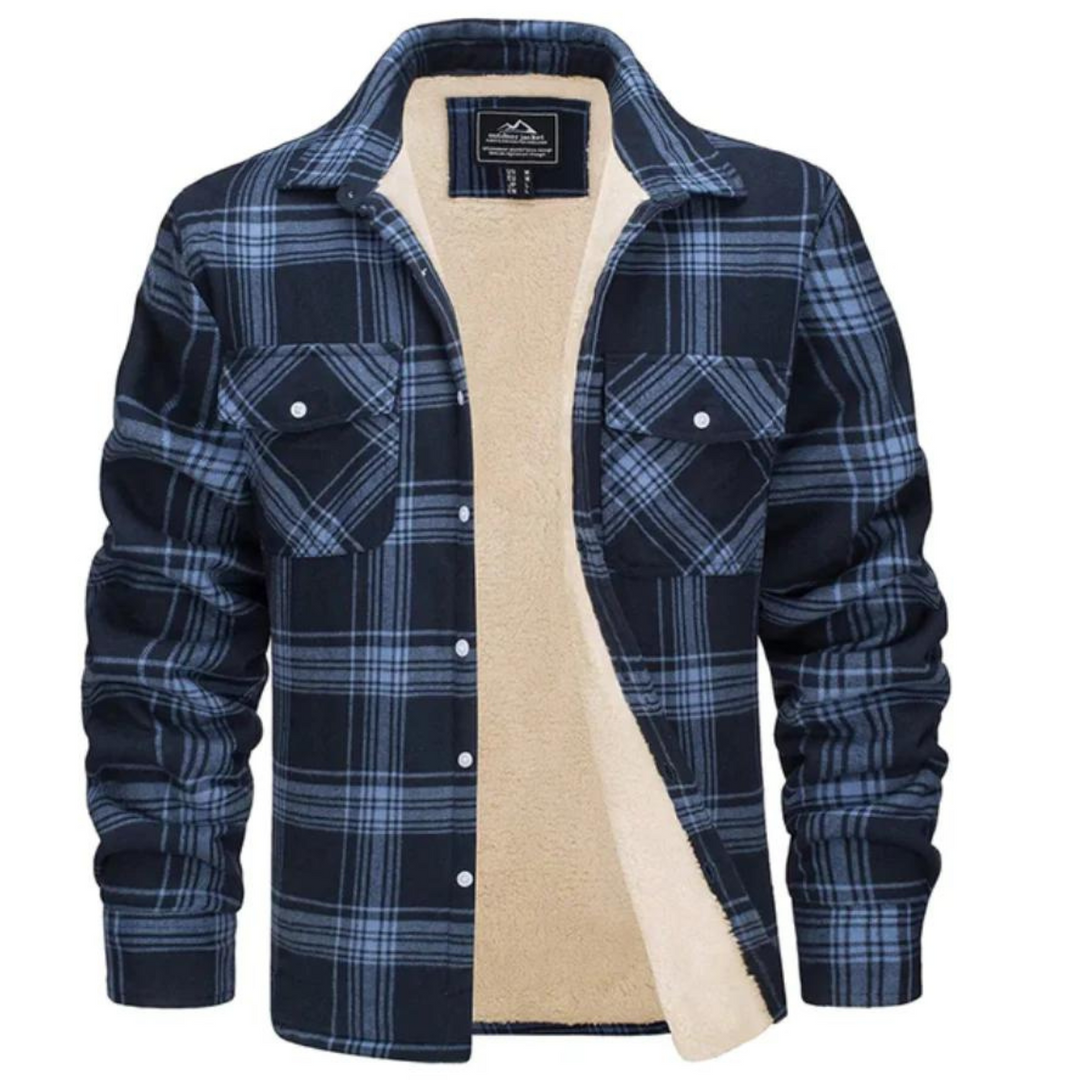 Men's Plaid Sherpa Jacket with Warm Lining