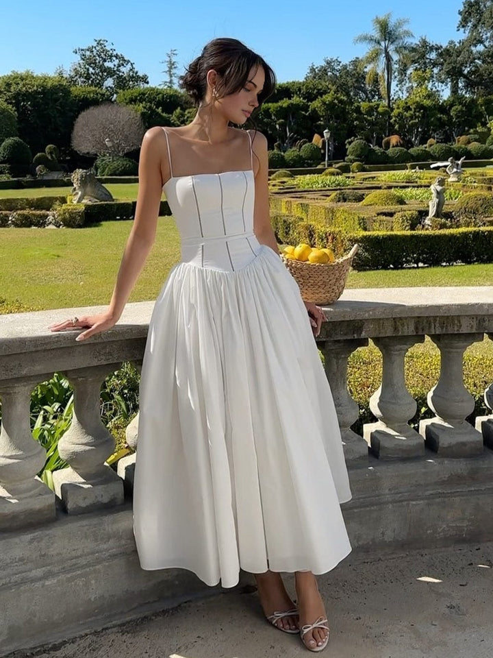 Elaine | Women's Corset Midi Dress for Formal Events-The Yellow Prime
