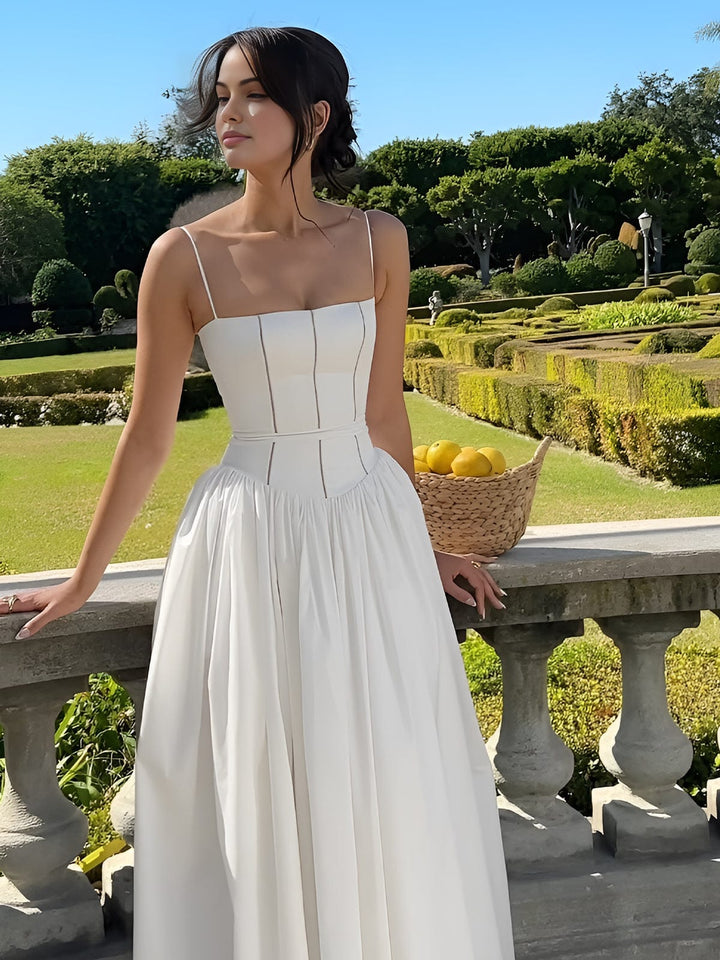 Elaine | Women's Corset Midi Dress for Formal Events-The Yellow Prime