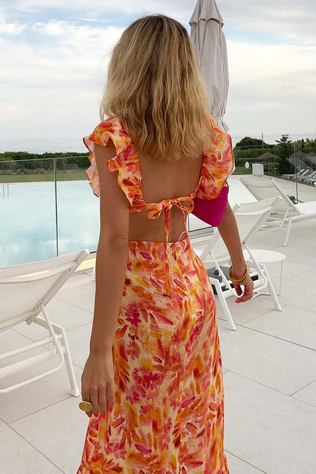 Jamie | Women's Elegant Ruffle Floral Maxi Dress-The Yellow Prime