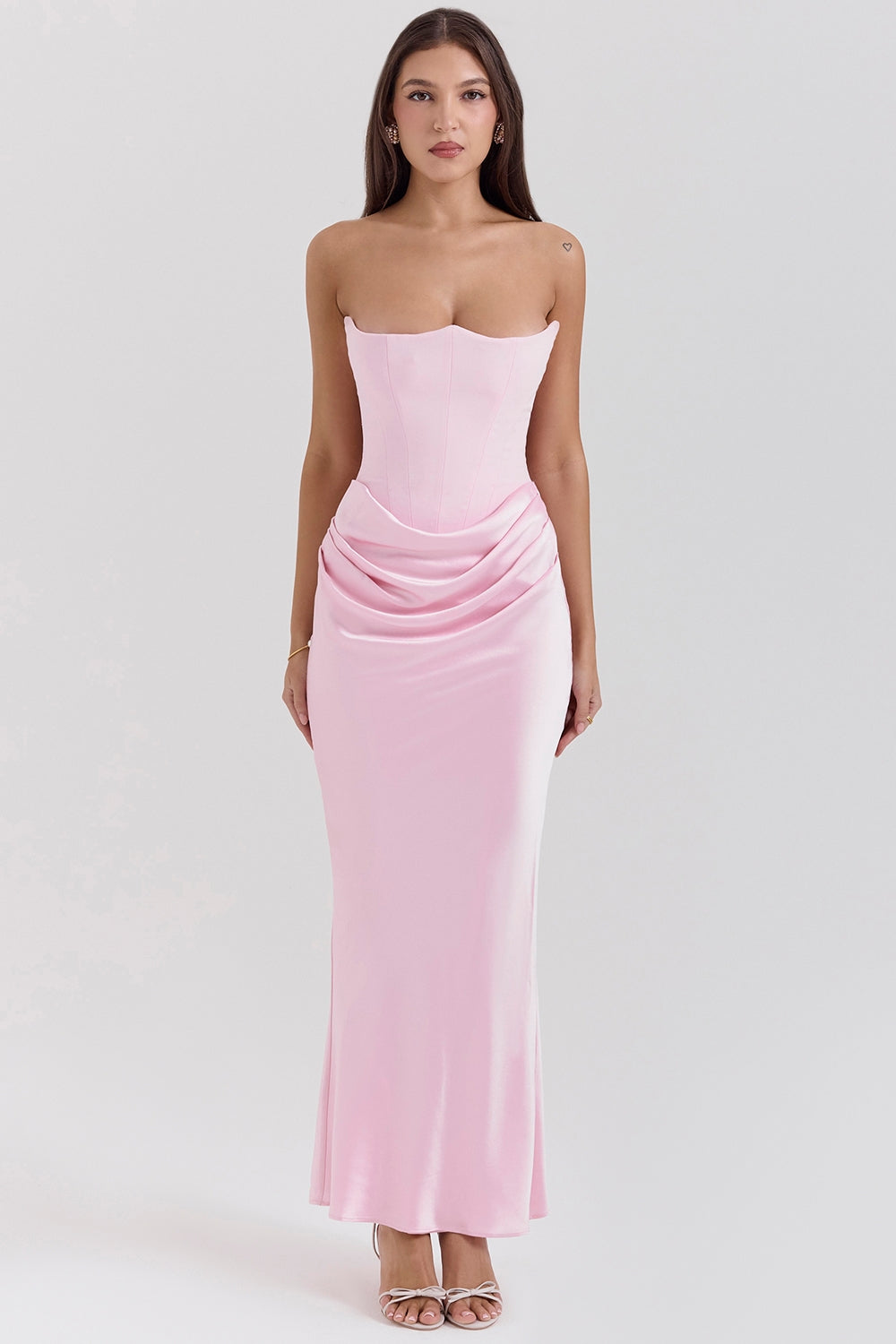 Cynthia | Women's Strapless Maxi Wedding Guest Dress-The Yellow Prime