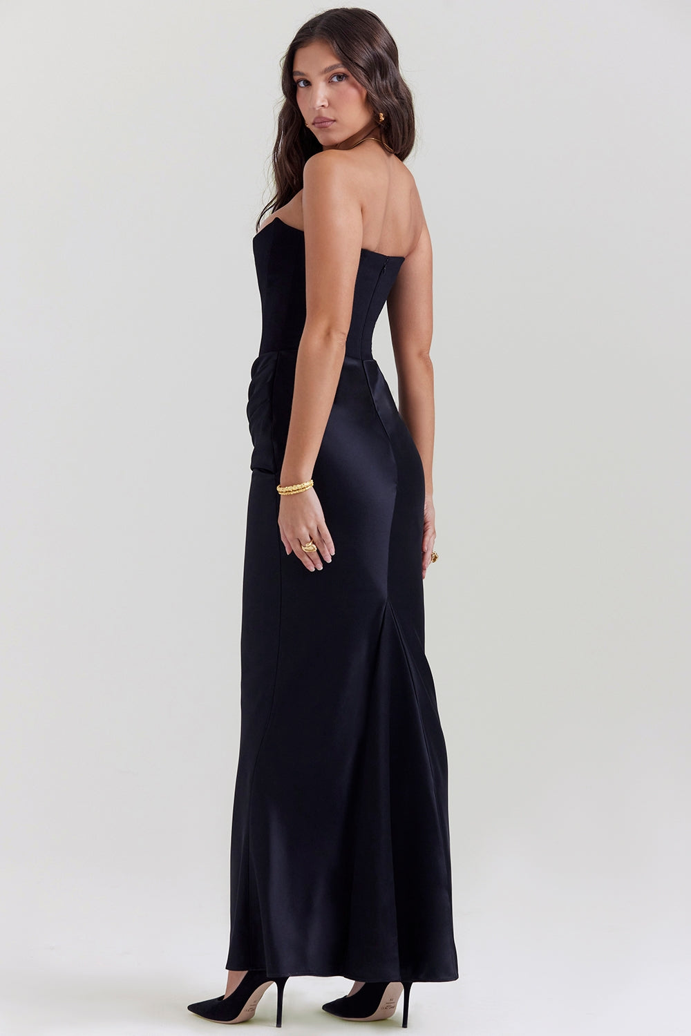 Cynthia | Women's Strapless Maxi Wedding Guest Dress-The Yellow Prime