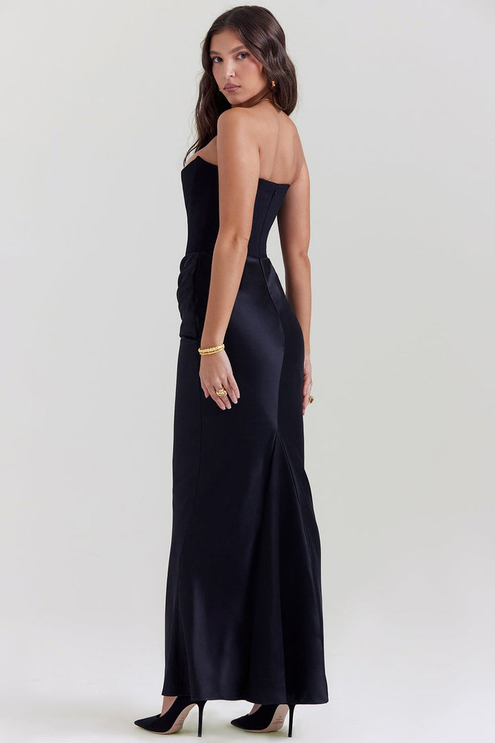 Cynthia | Women's Strapless Maxi Wedding Guest Dress-The Yellow Prime