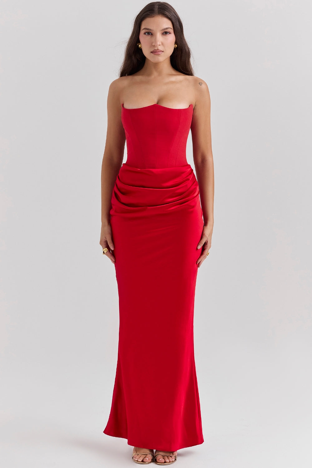 Cynthia | Women's Strapless Maxi Wedding Guest Dress-The Yellow Prime