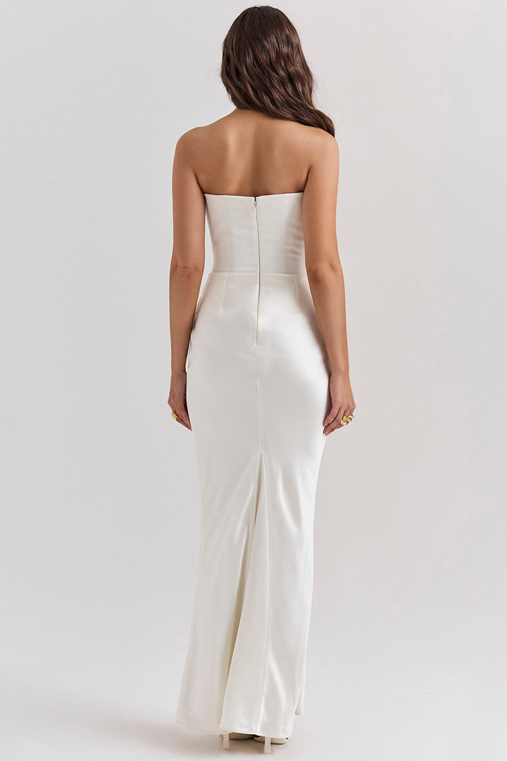 Cynthia | Women's Strapless Maxi Wedding Guest Dress-The Yellow Prime