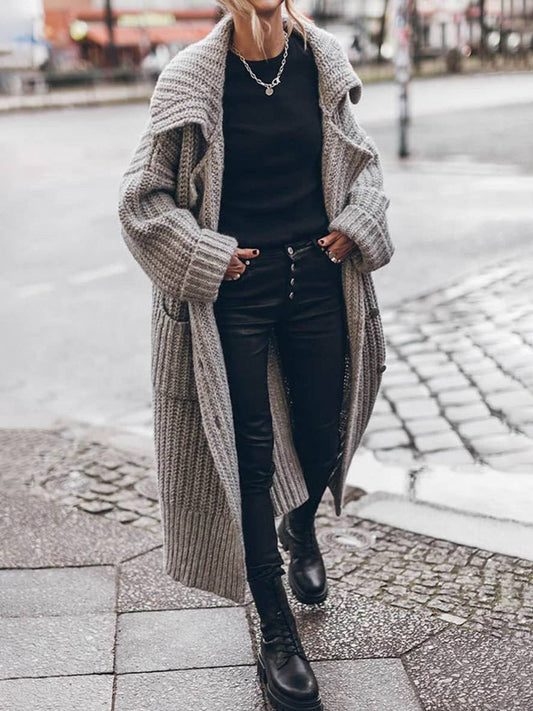 Women's Oversized Chunky Rib-Knit Longline Cardigan