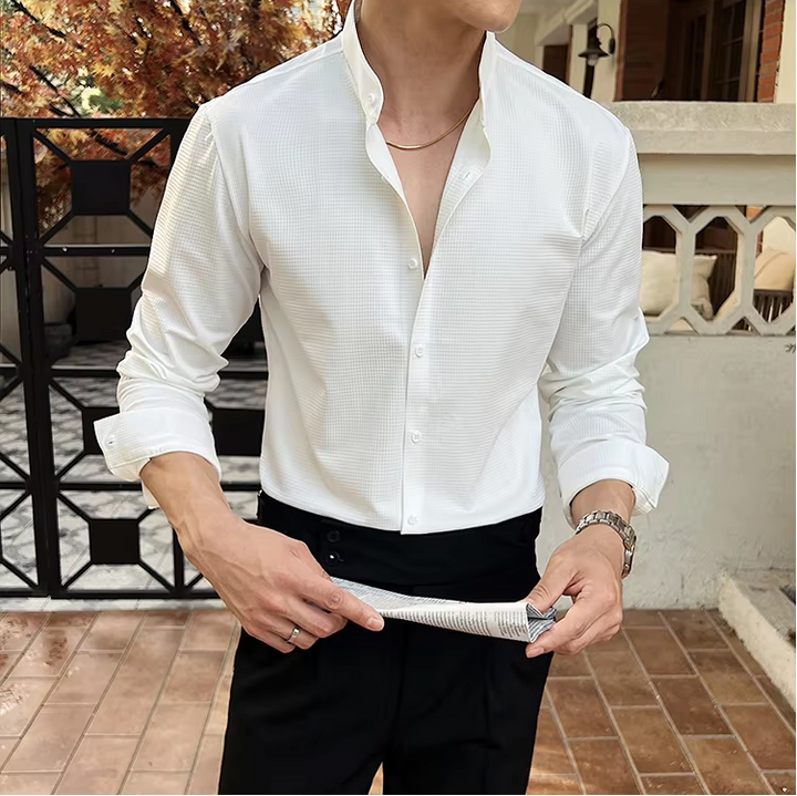 Michael | Textured Men's Dress Shirt-The Yellow Prime