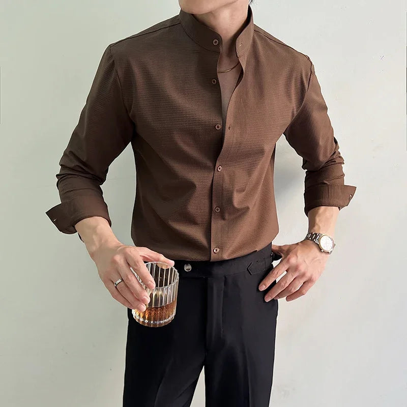 Michael | Textured Men's Dress Shirt-The Yellow Prime