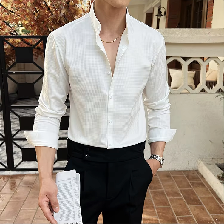 Michael | Textured Men's Dress Shirt-The Yellow Prime