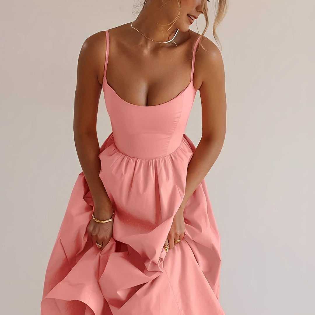 Sophia | Women's Midi Dress with A-Line Skirt-The Yellow Prime