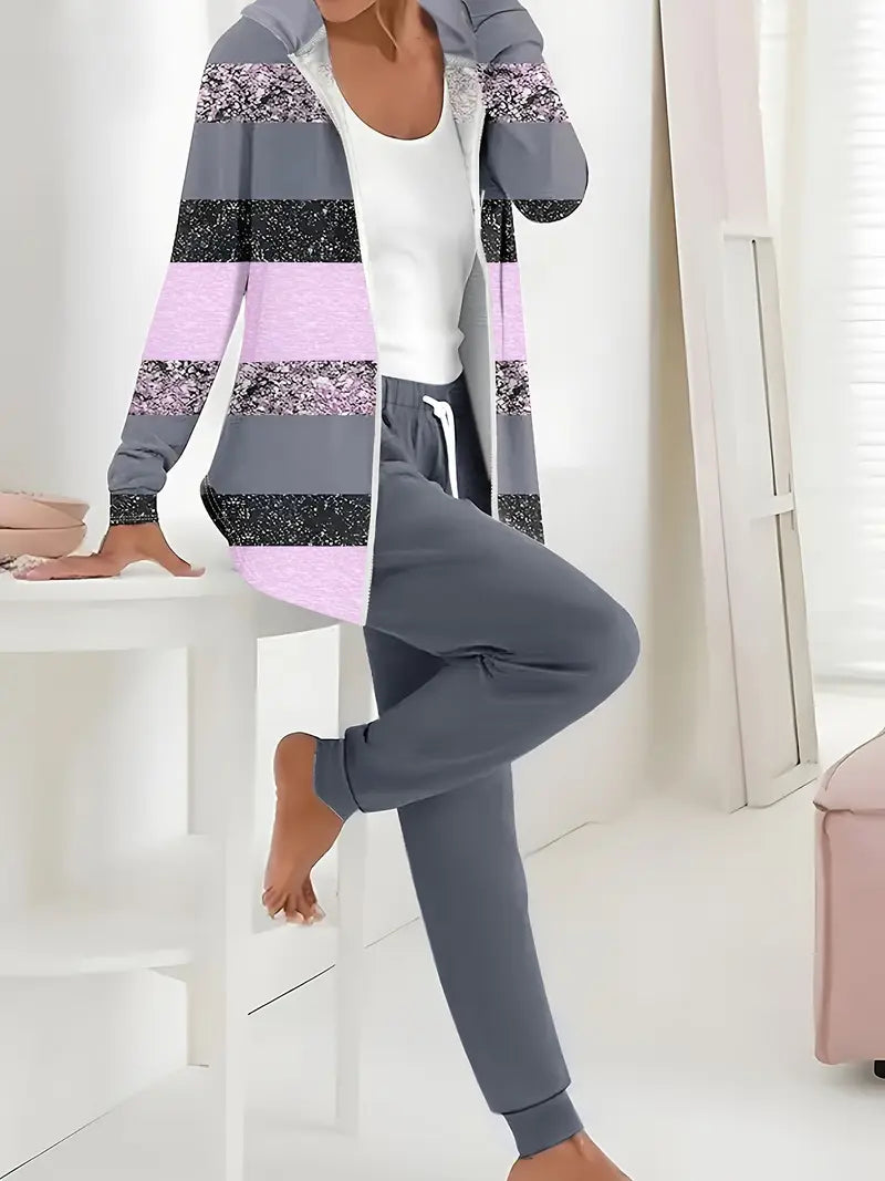 Women's Polyester Knit Fabric Suit with All-Over Print-The Yellow Prime