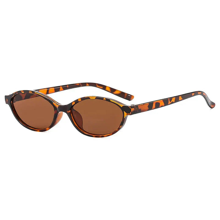 Women's Lightweight Retro Oval Leopard Print Sunglasses for Daily Use-The Yellow Prime