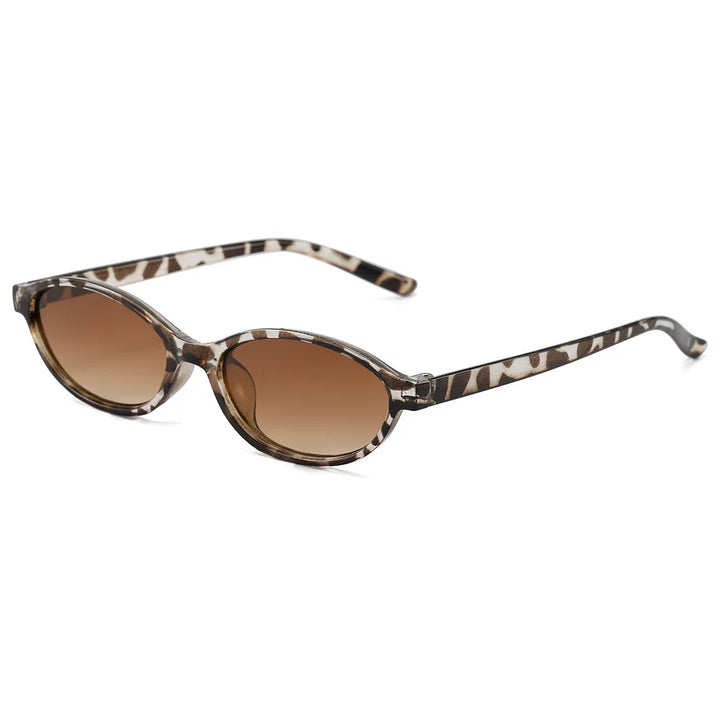 Women's Lightweight Retro Oval Leopard Print Sunglasses for Daily Use-The Yellow Prime