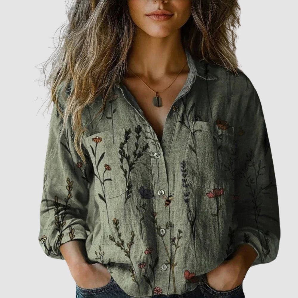Morena | Women's Vintage Printed Blouse-The Yellow Prime