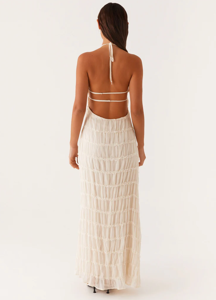 Nerissa | Women's Elegant Halter Maxi Dress-The Yellow Prime