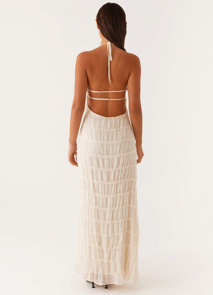 Nerissa | Women's Elegant Halter Maxi Dress-The Yellow Prime