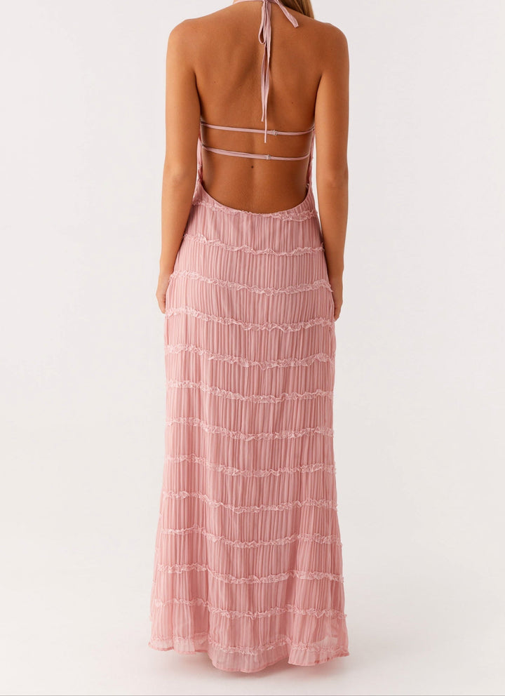 Nerissa | Women's Elegant Halter Maxi Dress-The Yellow Prime
