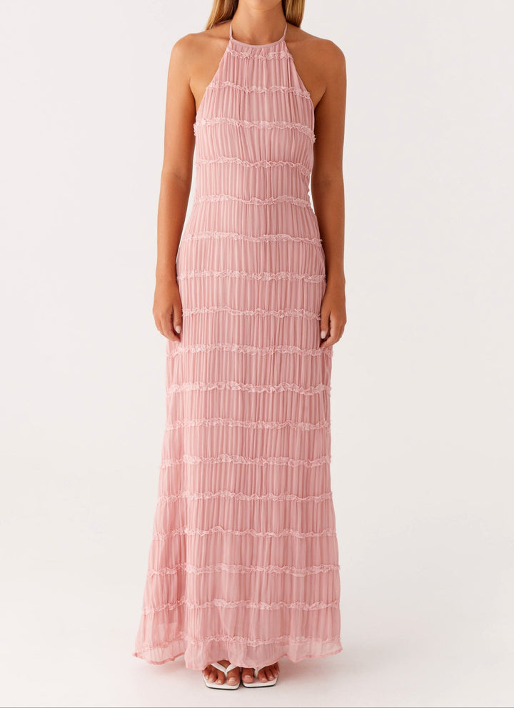 Nerissa | Women's Elegant Halter Maxi Dress-The Yellow Prime