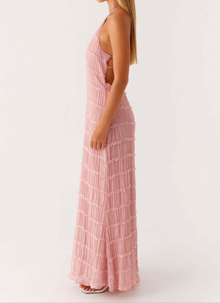 Nerissa | Women's Elegant Halter Maxi Dress-The Yellow Prime
