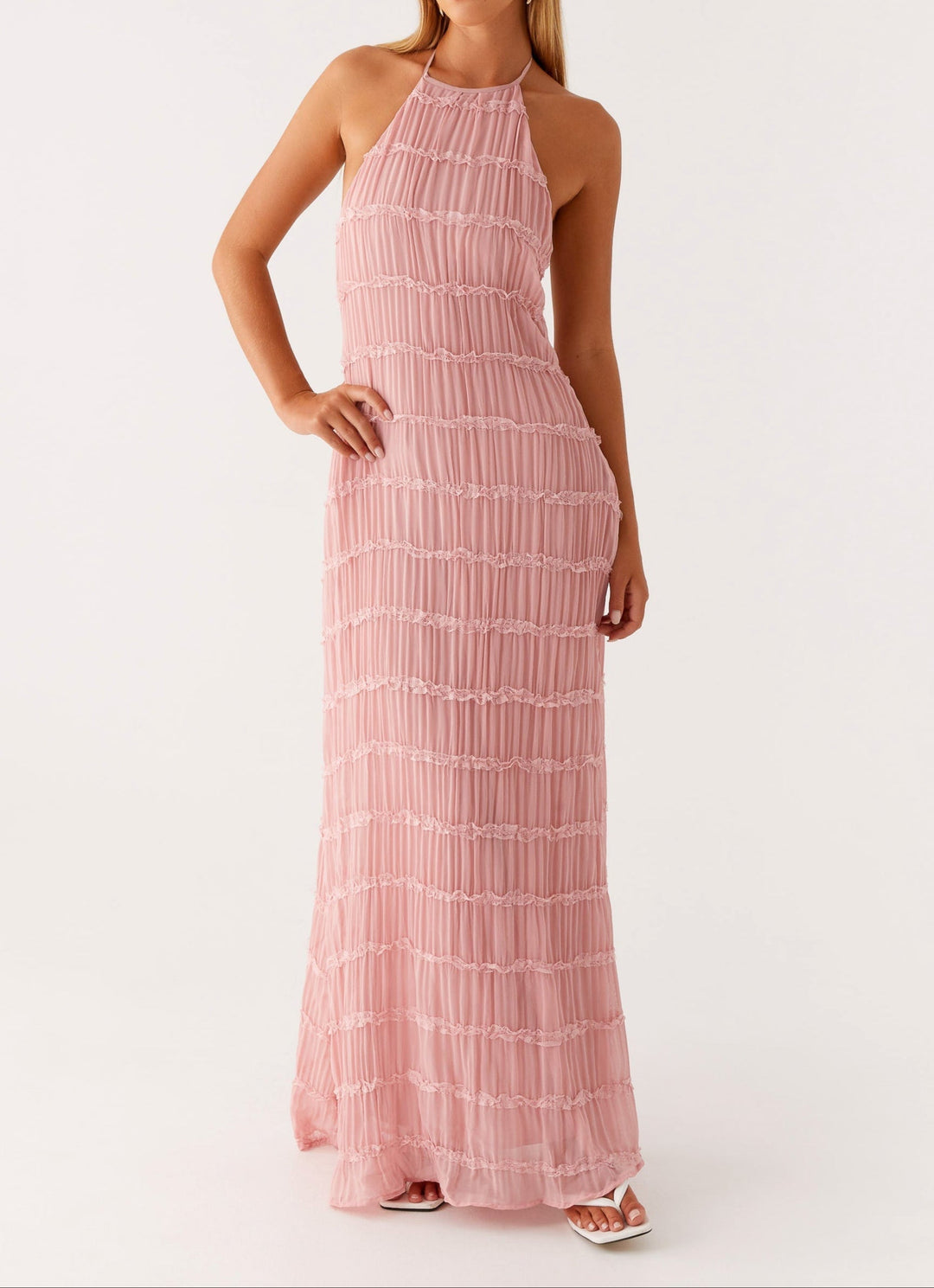 Nerissa | Women's Elegant Halter Maxi Dress-The Yellow Prime