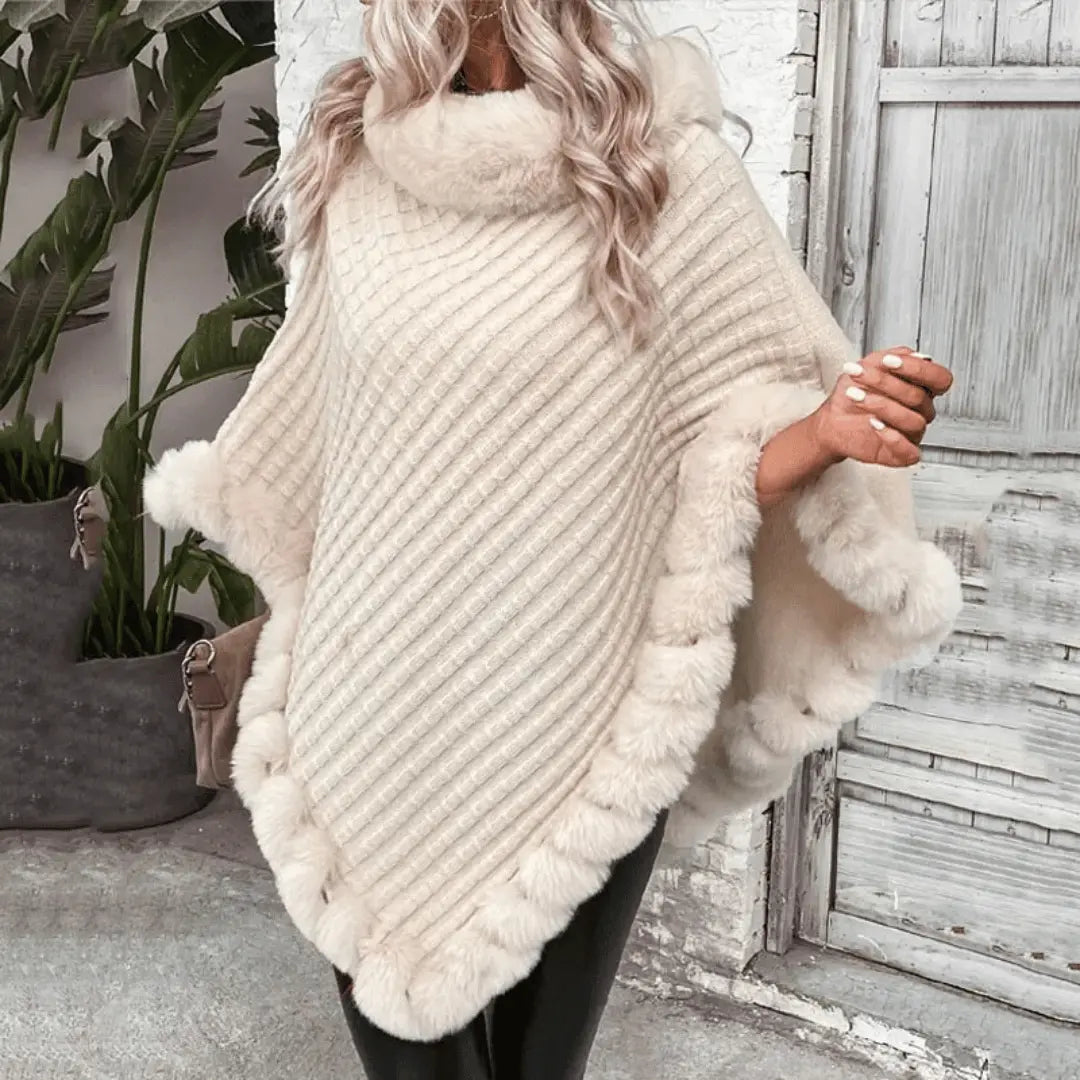Women's Warm Cozy Poncho - Slouchy Cowl, Acrylic for Fall-The Yellow Prime