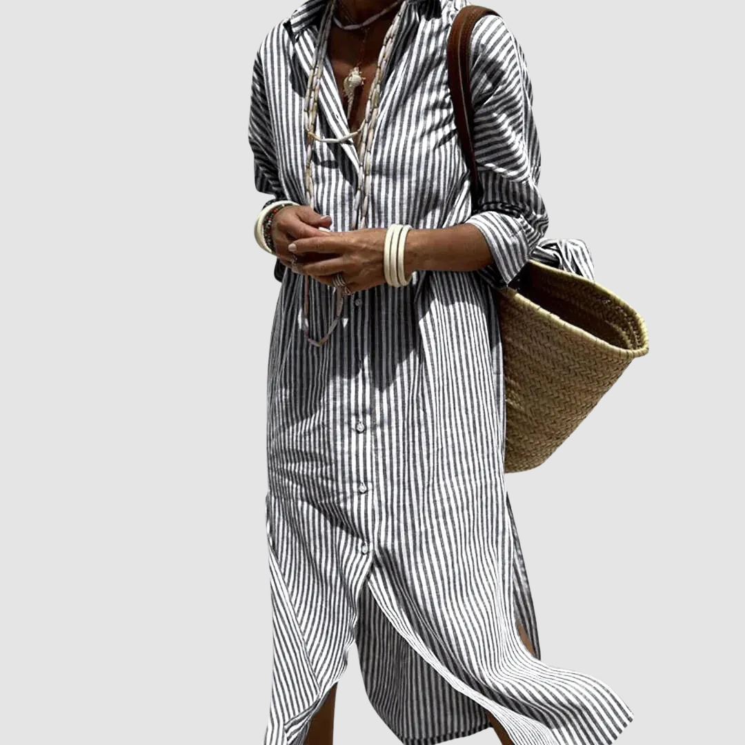 Nichole | Women's Elegant Striped Summer Dress-The Yellow Prime