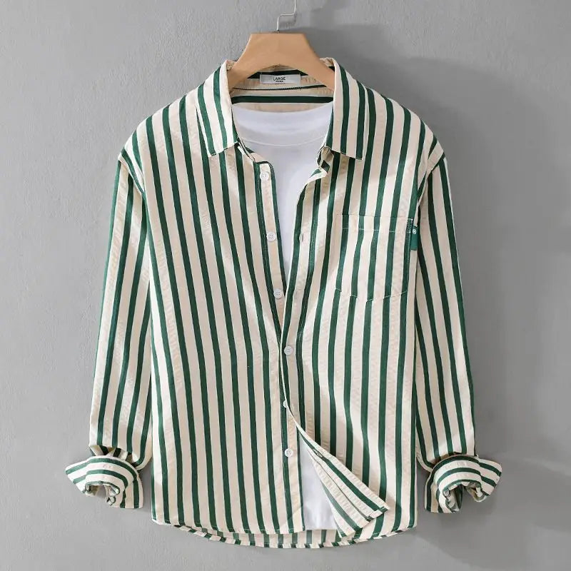 Niel | Men's Casual Striped Button-Up Shirt-The Yellow Prime