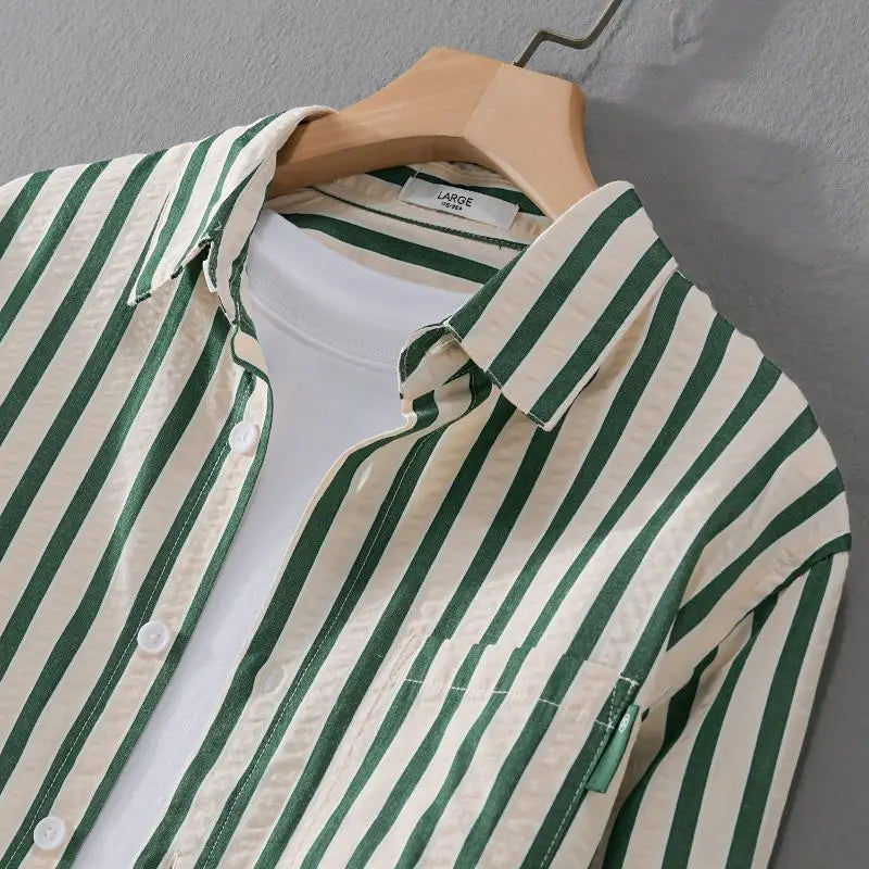 Niel | Men's Casual Striped Button-Up Shirt-The Yellow Prime