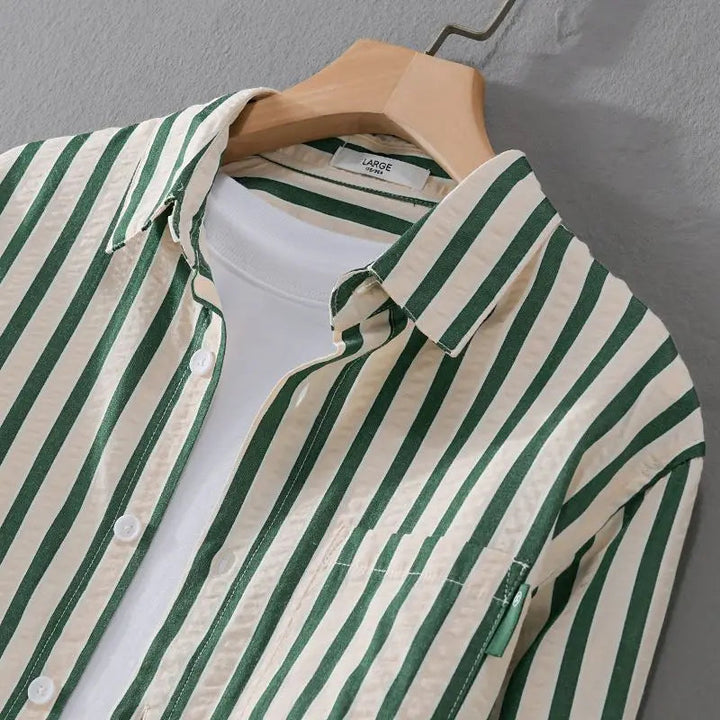 Niel | Men's Casual Striped Button-Up Shirt-The Yellow Prime