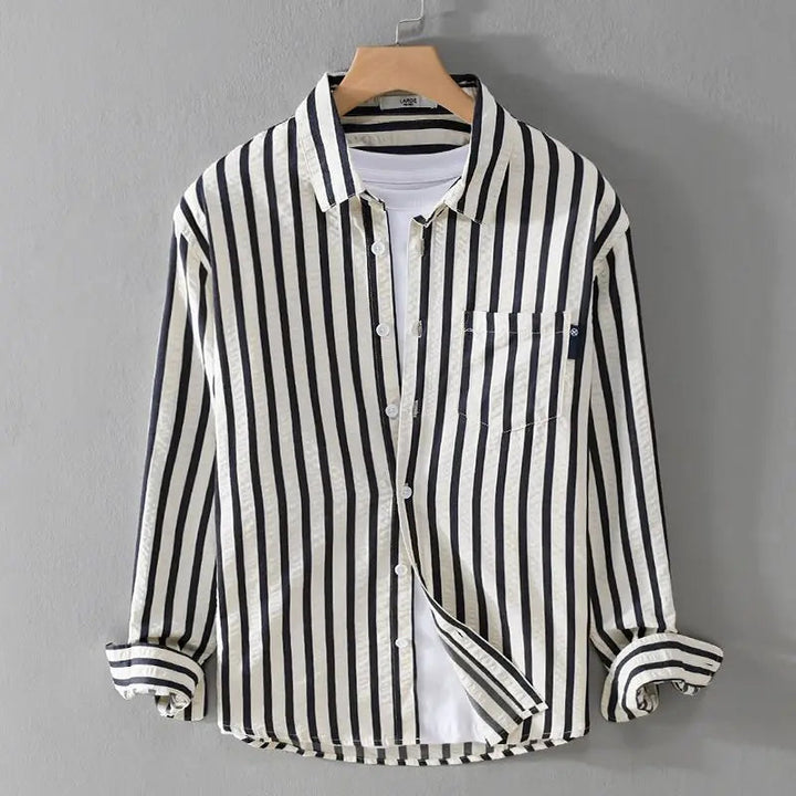 Niel | Men's Casual Striped Button-Up Shirt-The Yellow Prime