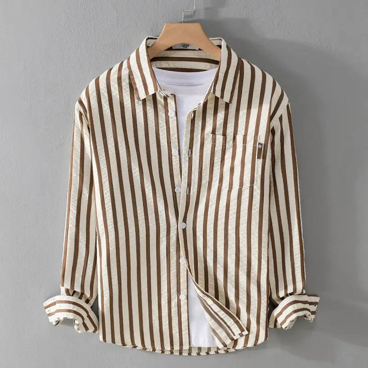 Niel | Men's Casual Striped Button-Up Shirt-The Yellow Prime