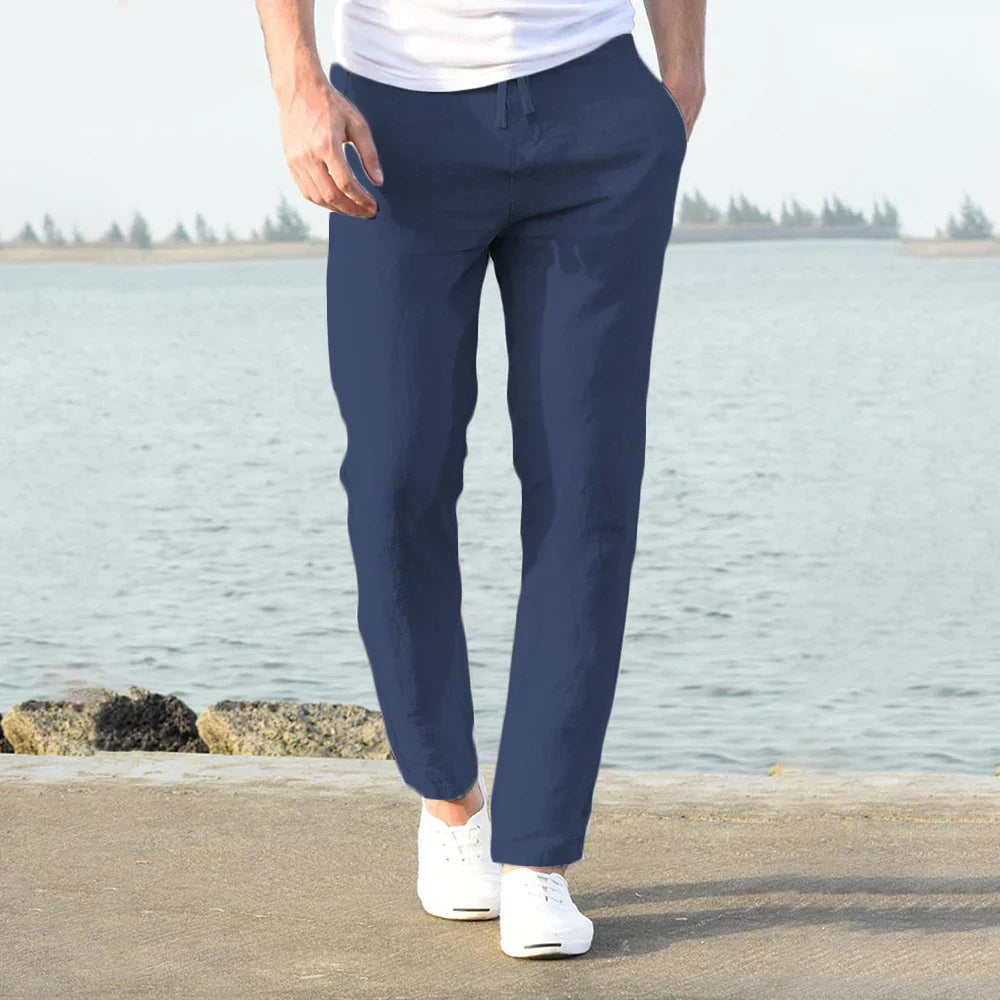 Caleb | Relaxed Fit Linen Blend Men's Pants-The Yellow Prime