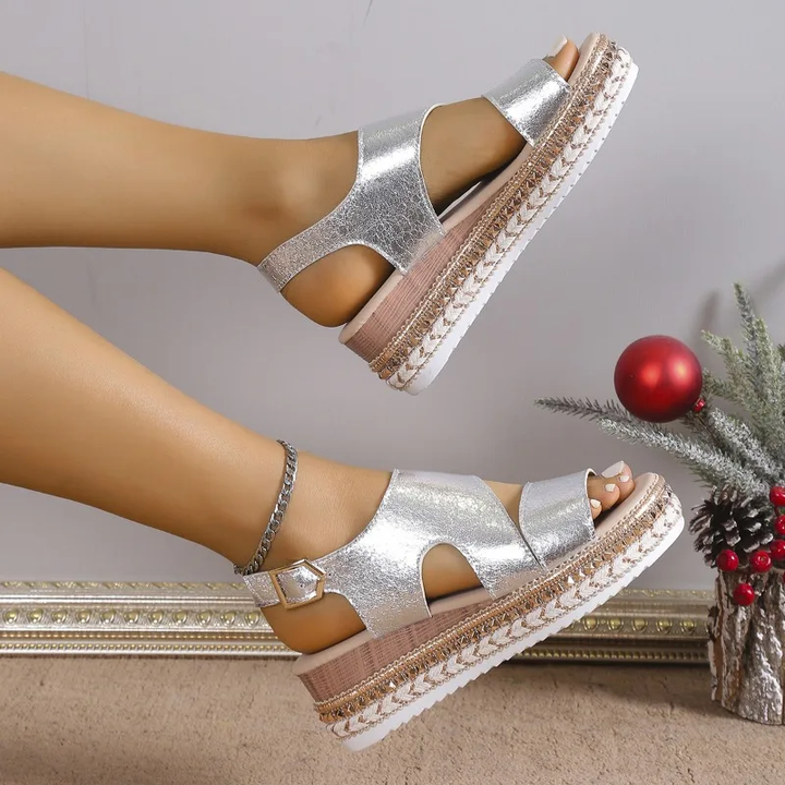 Lyssa | Women's Platform Open Toe Ankle Strap Sandals-The Yellow Prime