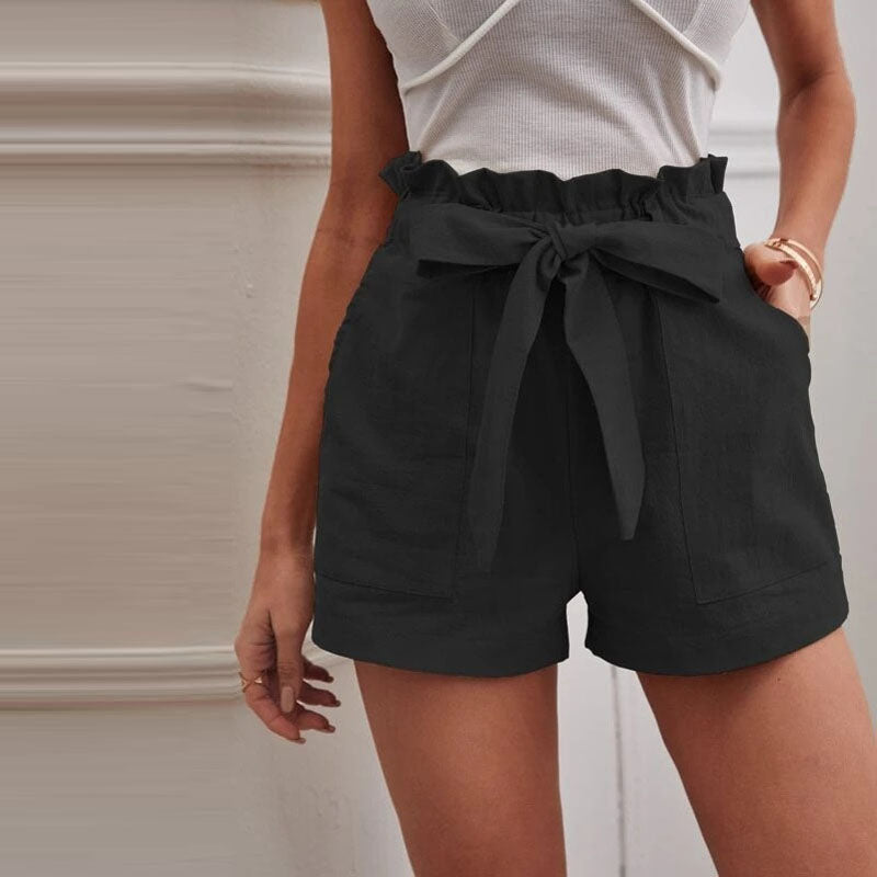 Women's Casual Solid Color Cotton Shorts-The Yellow Prime