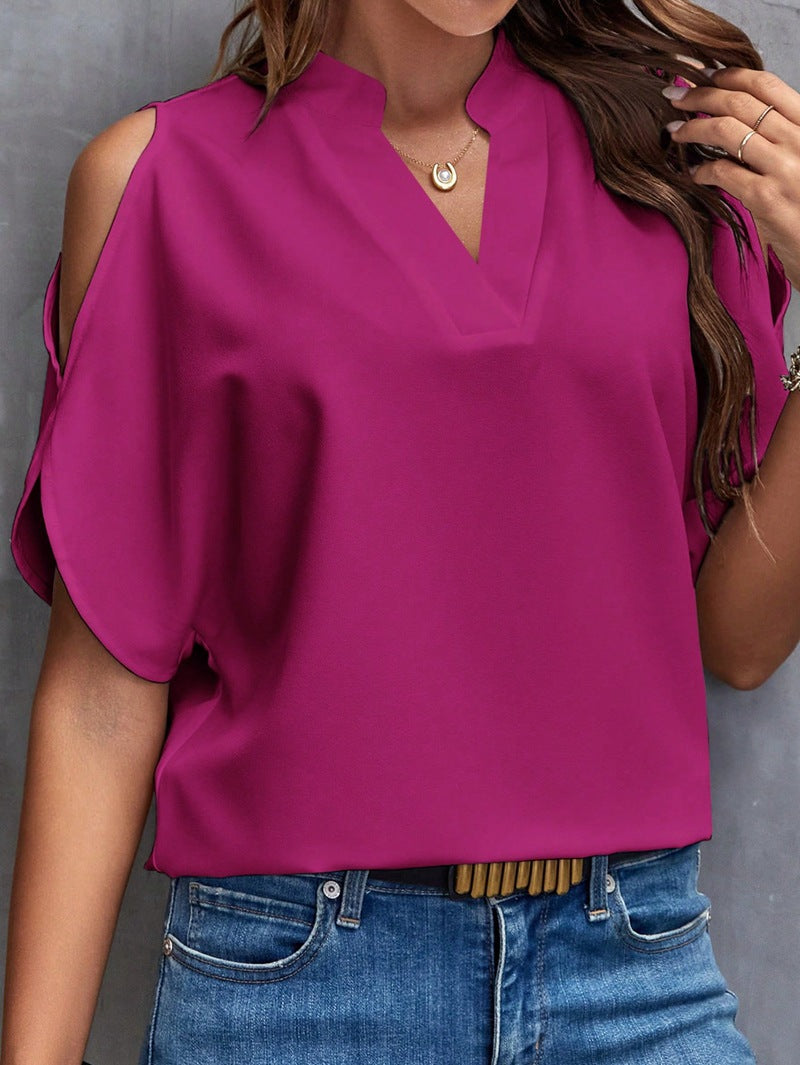 Women's Elegant Blouse with Cut-Out Sleeves-The Yellow Prime